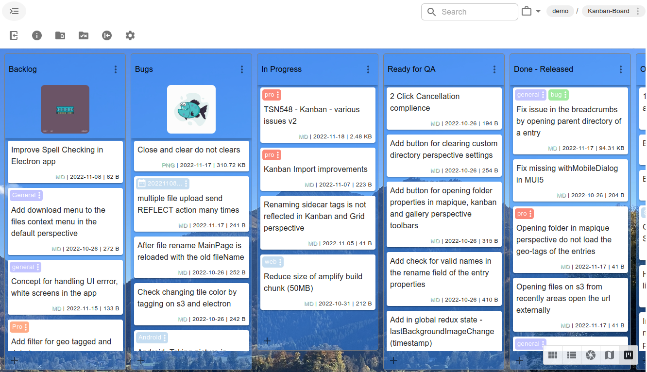 Kanban perspective in TagSpaces Pro